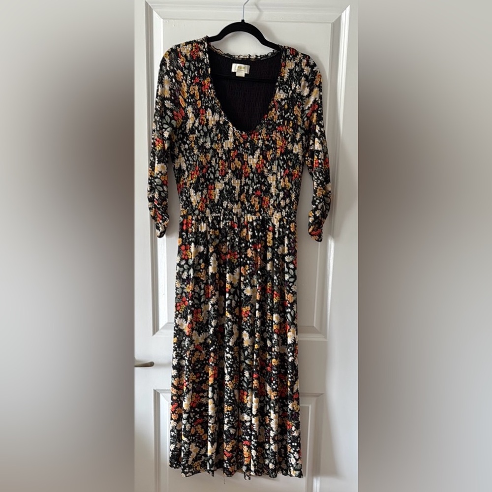 Anthropologie Orange Brown V-Neck Sundress